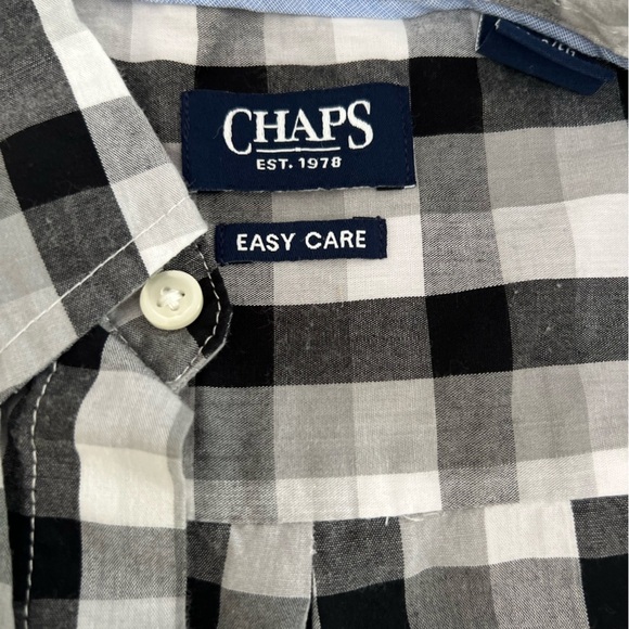 Chaps extra large button down dress shirt black/white checkered - Picture 4 of 11